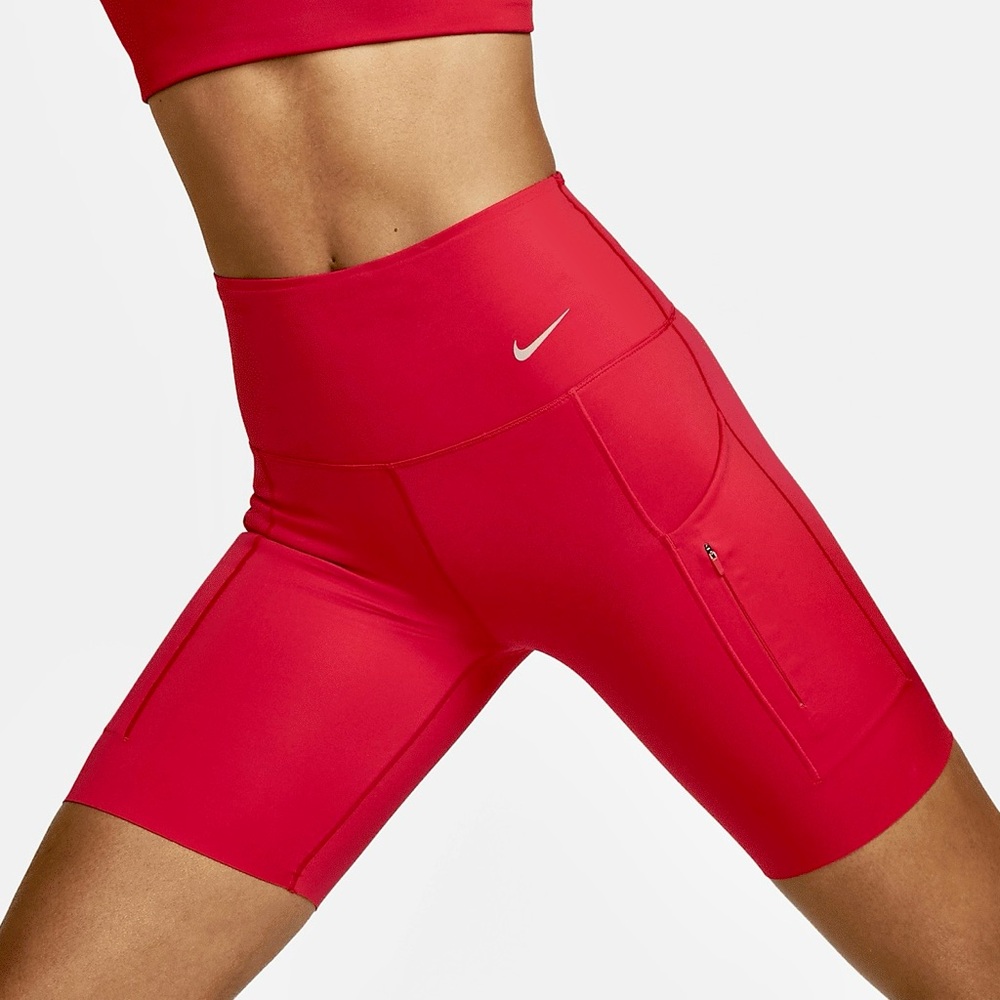 Nike Women's Go Firm-Support High-Waisted 8" Biker Running Shorts w/Pockets XS